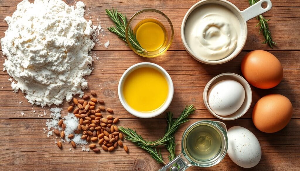 Bianca Bread Ingredients Flat Lay Bianca Bread Ingredients Flat Lay