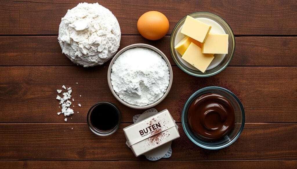 Boston Cream Pie Ingredients Flat Lay Boston Cream Pie Ingredients Flat Lay