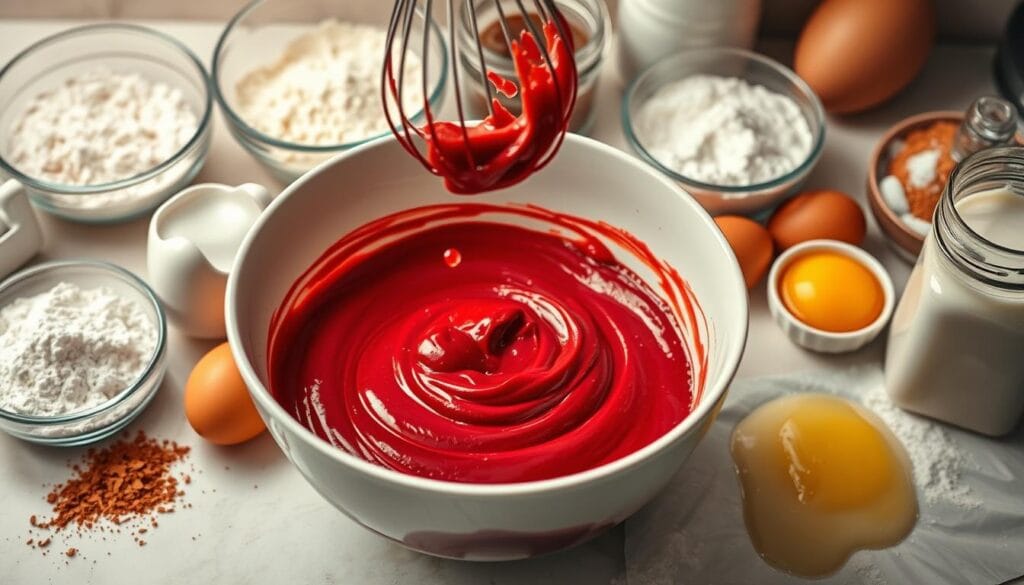 Red Velvet Cake Batter Preparation Red Velvet Cake Batter Preparation