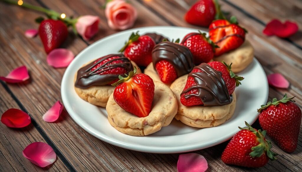 chocolate-dipped strawberry cookies chocolate-dipped strawberry cookies
