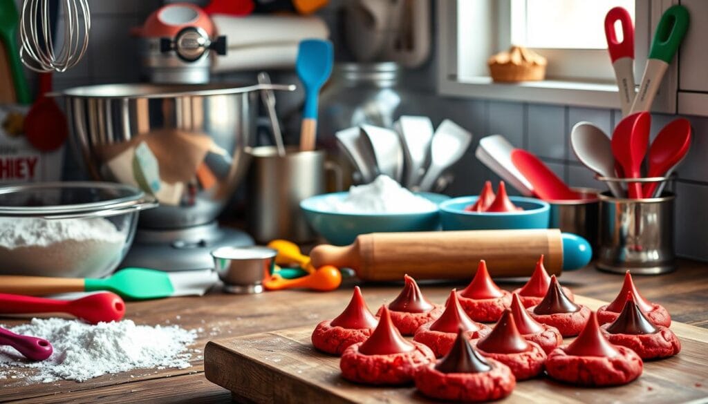 red velvet hershey kisses baking tools